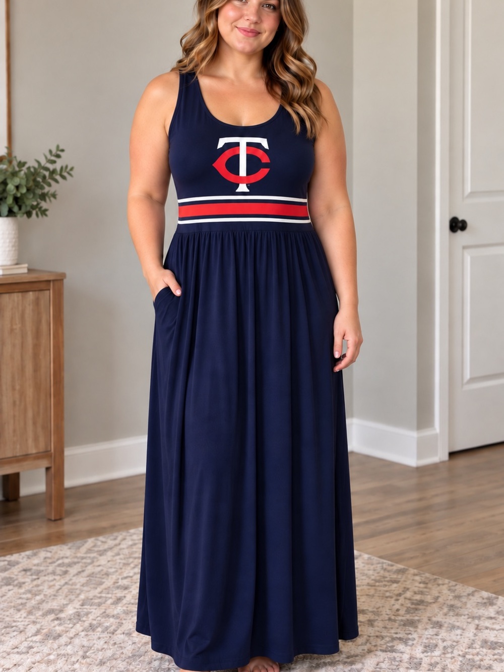 G-III 4Her Minnesota Twins Game Over Maxi Dress Navy XL